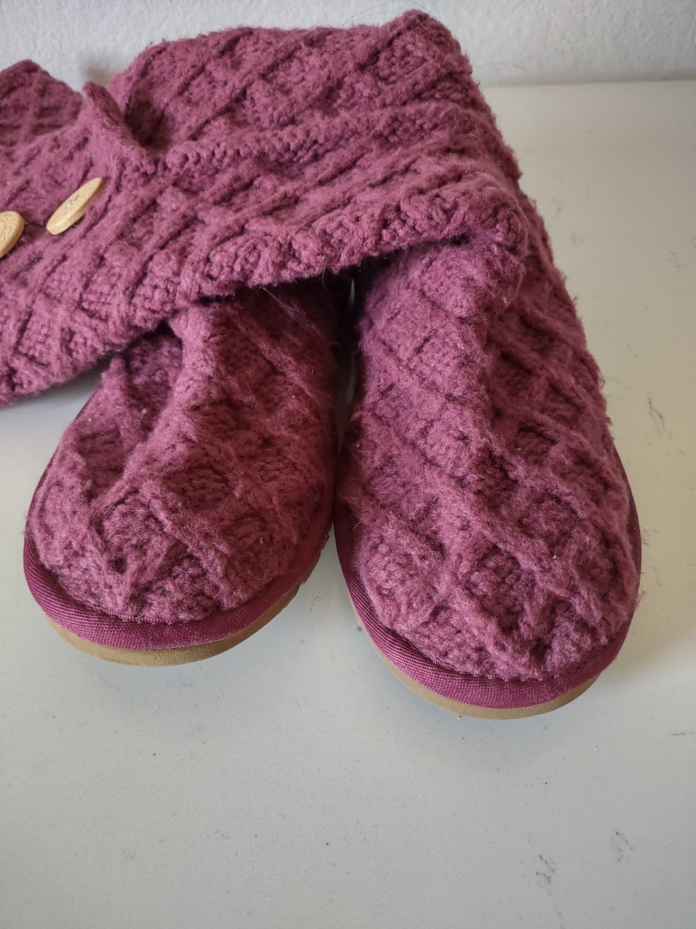 UGG Boots Cardy Lattice Knit Tall Pull On Boot Size 5 Burgundy Red - Picture 4 of 8